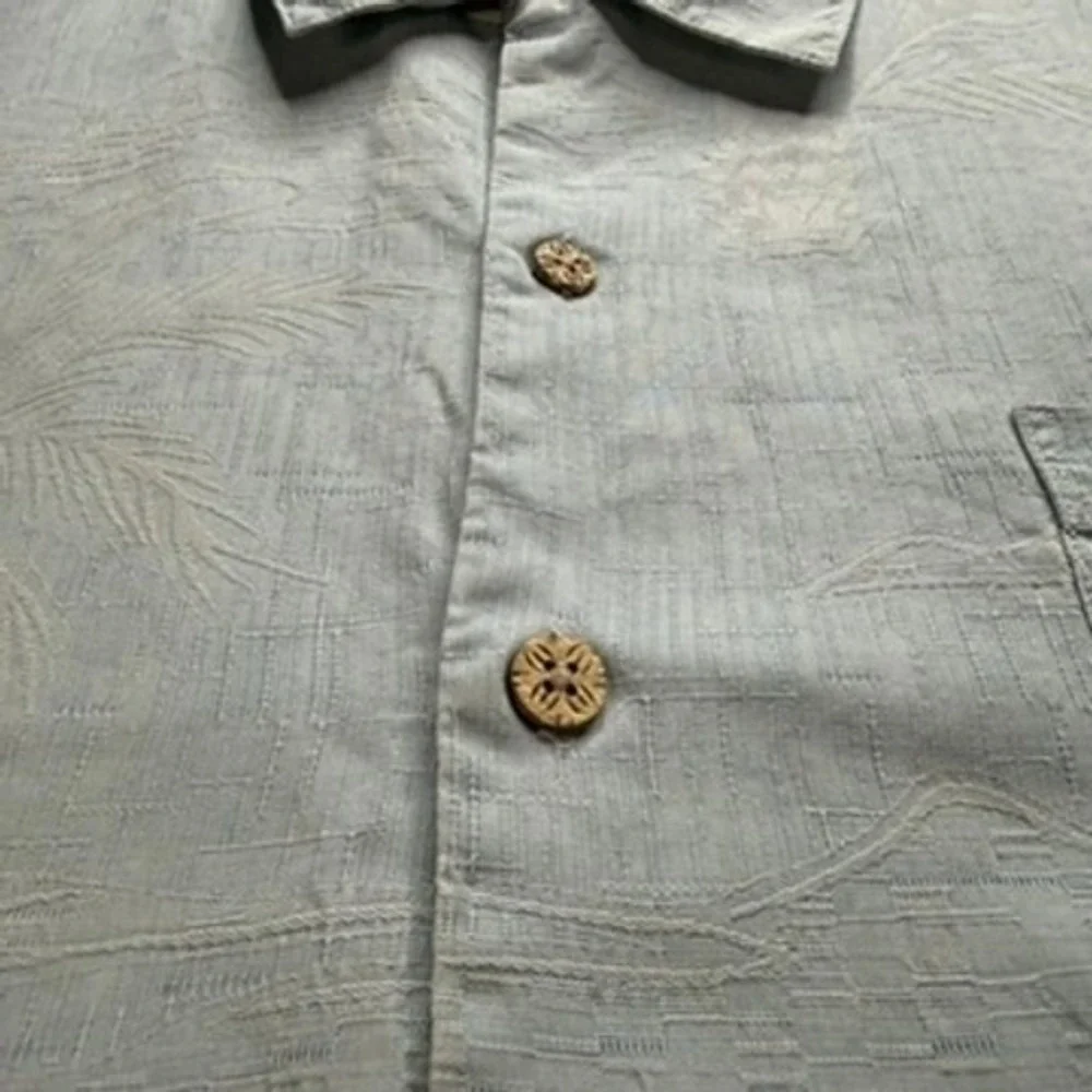 Tommy Bahama Button Up Mens XL‎ Palm Tree Silk Camp Shirt Tropical Embroidered